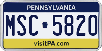 PA license plate MSC5820