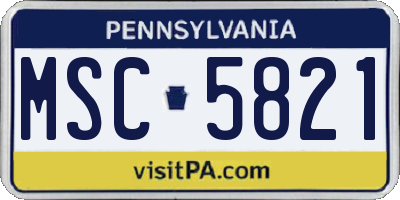 PA license plate MSC5821