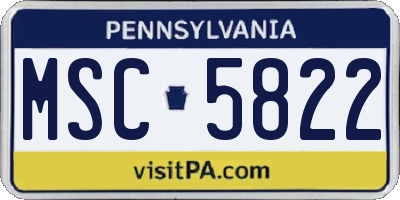 PA license plate MSC5822