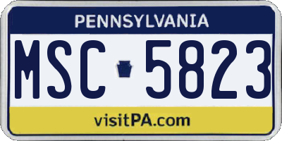 PA license plate MSC5823