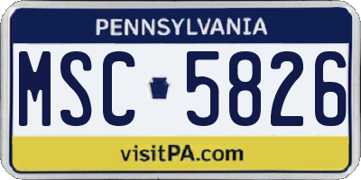 PA license plate MSC5826