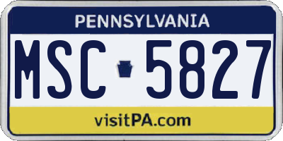 PA license plate MSC5827