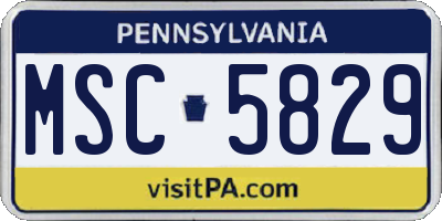 PA license plate MSC5829
