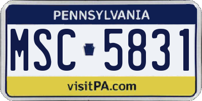 PA license plate MSC5831
