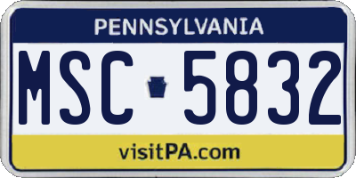 PA license plate MSC5832