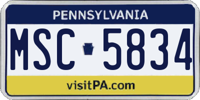 PA license plate MSC5834