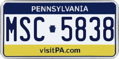 PA license plate MSC5838