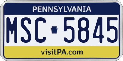 PA license plate MSC5845