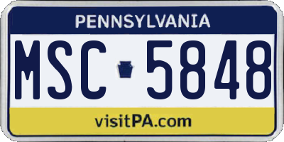 PA license plate MSC5848