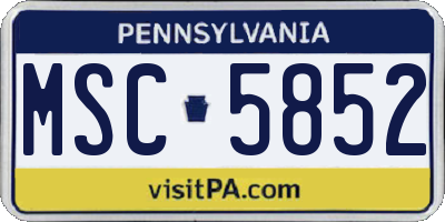 PA license plate MSC5852