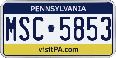 PA license plate MSC5853