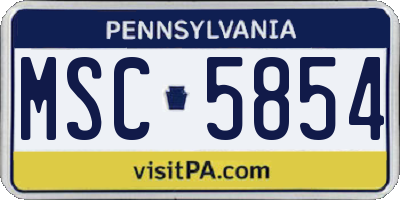 PA license plate MSC5854