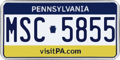 PA license plate MSC5855