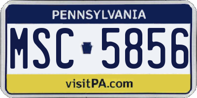 PA license plate MSC5856