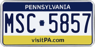 PA license plate MSC5857