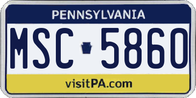 PA license plate MSC5860