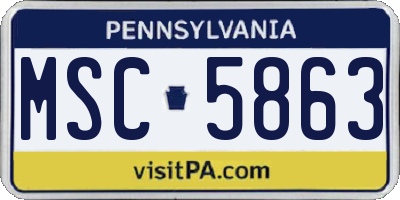 PA license plate MSC5863