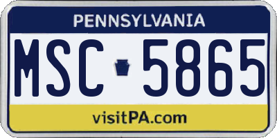 PA license plate MSC5865