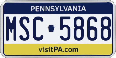 PA license plate MSC5868