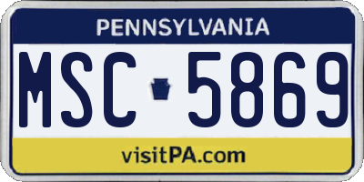 PA license plate MSC5869