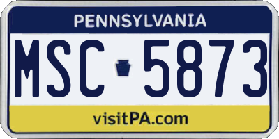 PA license plate MSC5873