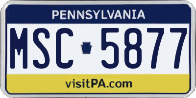 PA license plate MSC5877