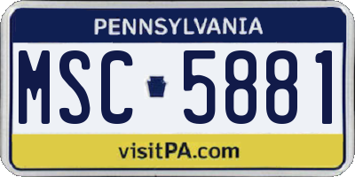 PA license plate MSC5881