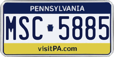 PA license plate MSC5885