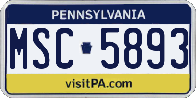 PA license plate MSC5893