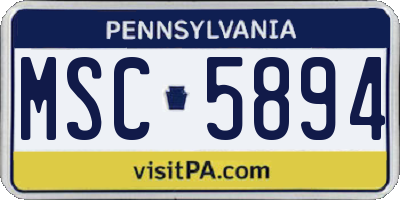 PA license plate MSC5894