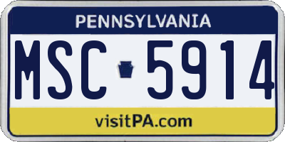 PA license plate MSC5914