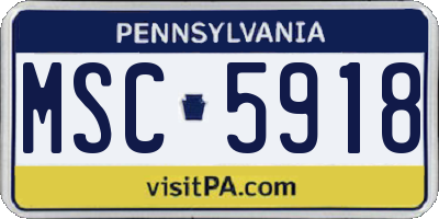 PA license plate MSC5918