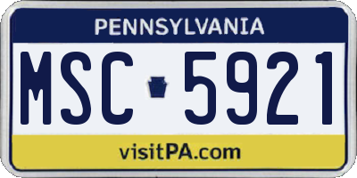 PA license plate MSC5921