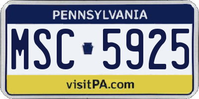 PA license plate MSC5925