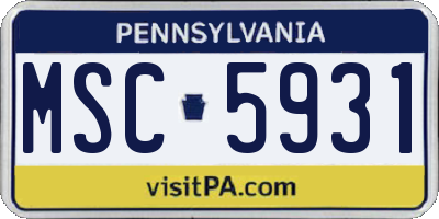 PA license plate MSC5931