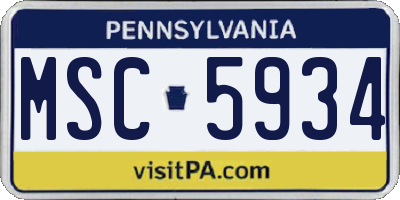 PA license plate MSC5934