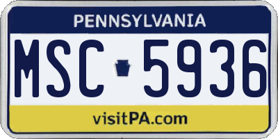 PA license plate MSC5936