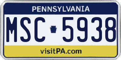 PA license plate MSC5938