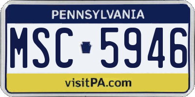 PA license plate MSC5946