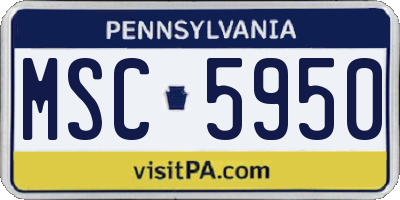 PA license plate MSC5950