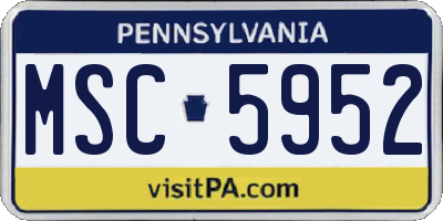 PA license plate MSC5952