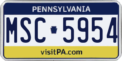 PA license plate MSC5954