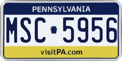 PA license plate MSC5956