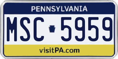 PA license plate MSC5959