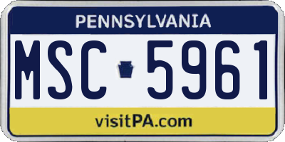 PA license plate MSC5961