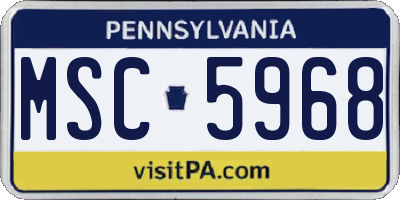 PA license plate MSC5968