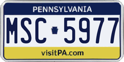 PA license plate MSC5977