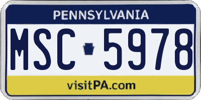 PA license plate MSC5978