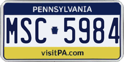 PA license plate MSC5984