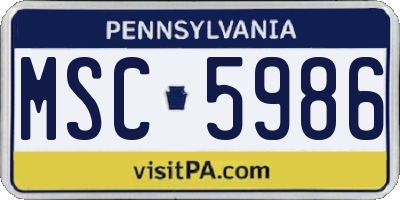 PA license plate MSC5986